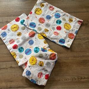 The Land of Nod Deep Space Toddler Bedding Set 100% Cotton EC